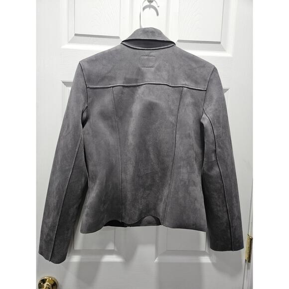 Kut from the Kloth Faux Suade Vegan Leather Gray Moto Jacket Size S Womens - Picture 9 of 12